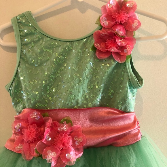 Dance Halloween Costume Mint Green and Pink Girls Size X-Small - Picture 5 of 8